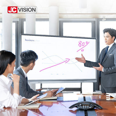JCVISION 75 ইঞ্চি JCHUB ইন্টারেক্টিভ ফ্ল্যাট প্যানেল কালো/সিলভার রঙের IR 20 পয়েন্ট টচ সহ শিক্ষা / সম্মেলন ব্যবহারের জন্য
