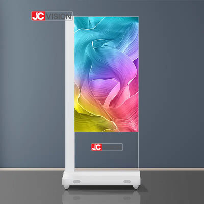 Jcvision 55 ইঞ্চি টাচ ডিজিটাল সিগনেজ স্বচ্ছ ওলেড উইন্ডোজ অ্যান্ড্রয়েড সিস্টেম
