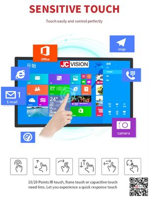 JCvision ইনডোর ডিজিটাল সাইনেজ ডিসপ্লে 8GB/16GB হার্ড ড্রাইভ ক্ষমতা এবং ভয়েস কমান্ড সমর্থন