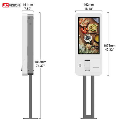 ফ্লোর স্ট্যান্ড 250nits 23in টাচ স্ক্রিন কিওস্ক 5ms 240VAC পেমেন্টের জন্য