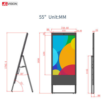 পোর্টেবল 450cd/m2 43" বিজ্ঞাপন LCD ডিজিটাল সাইনেজ CMS সফ্টওয়্যার