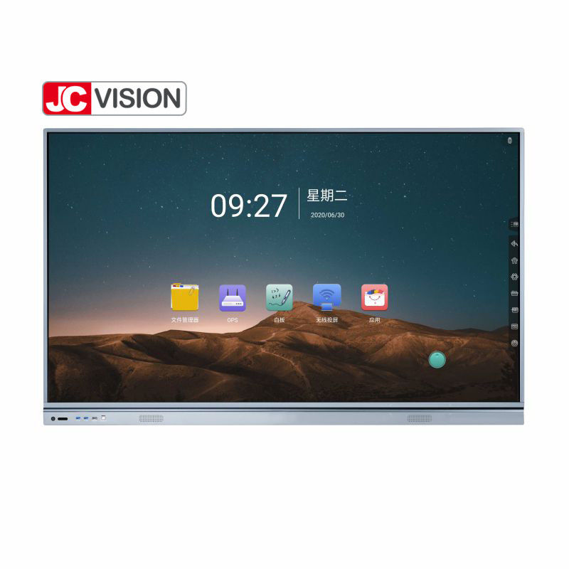 JCVISION 75 ইঞ্চি JCHUB ইন্টারেক্টিভ ফ্ল্যাট প্যানেল কালো/সিলভার রঙের IR 20 পয়েন্ট টচ সহ শিক্ষা / সম্মেলন ব্যবহারের জন্য
