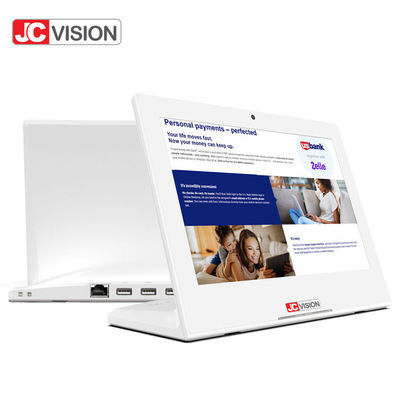 JCVISION L আকৃতি 10.1 ইঞ্চি বিজ্ঞাপন প্রদর্শন অ্যান্ড্রয়েড ট্যাবলেট ফিডব্যাক কিওস্ক